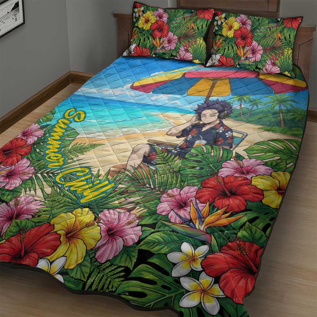 Hitoshi Shinso Summer Chill Quilt Bed Set Tropical Anime Lounge Scene