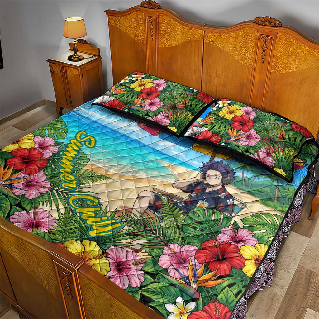 Hitoshi Shinso Summer Chill Quilt Bed Set Tropical Anime Lounge Scene