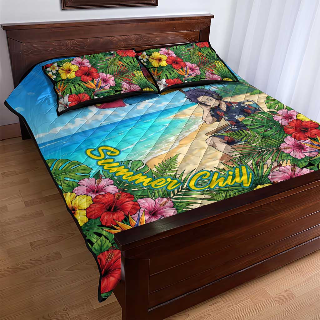 Hitoshi Shinso Summer Chill Quilt Bed Set Tropical Anime Lounge Scene