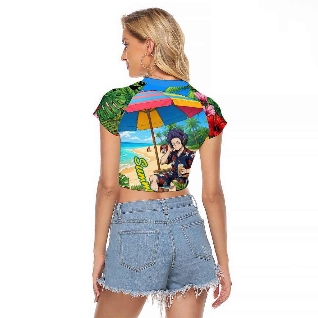 Hitoshi Shinso Summer Chill Raglan Cropped T Shirt Tropical Anime Lounge Scene