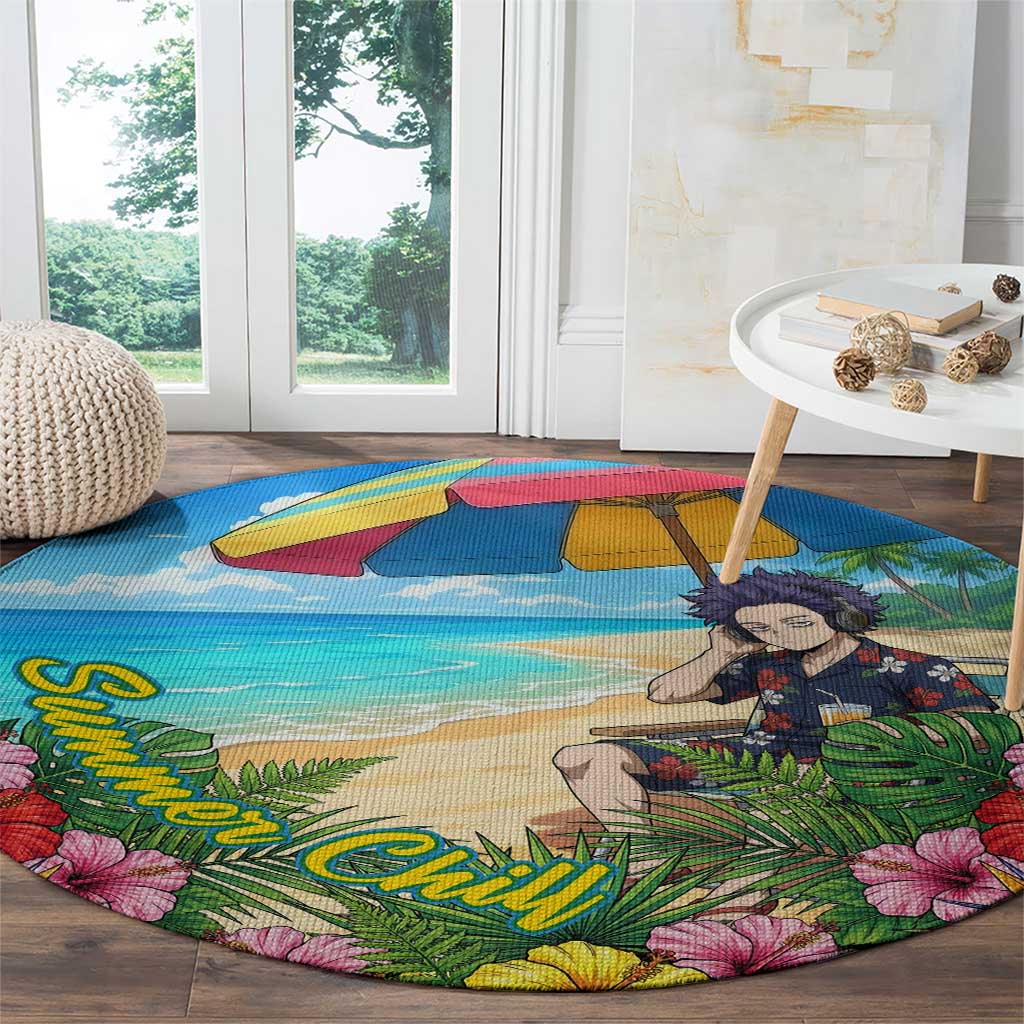 Hitoshi Shinso Summer Chill Round Carpet Tropical Anime Lounge Scene