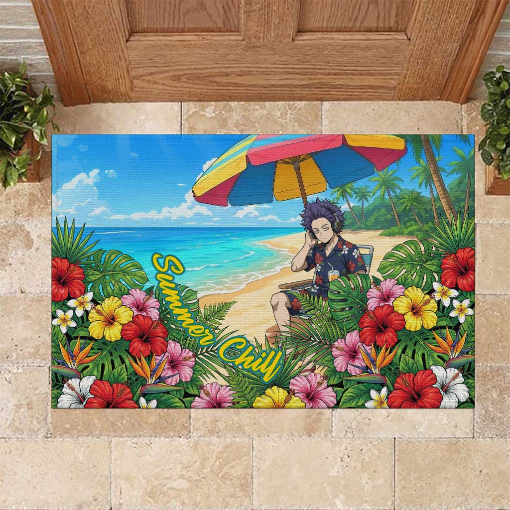 Hitoshi Shinso Summer Chill Rubber Doormat Tropical Anime Lounge Scene