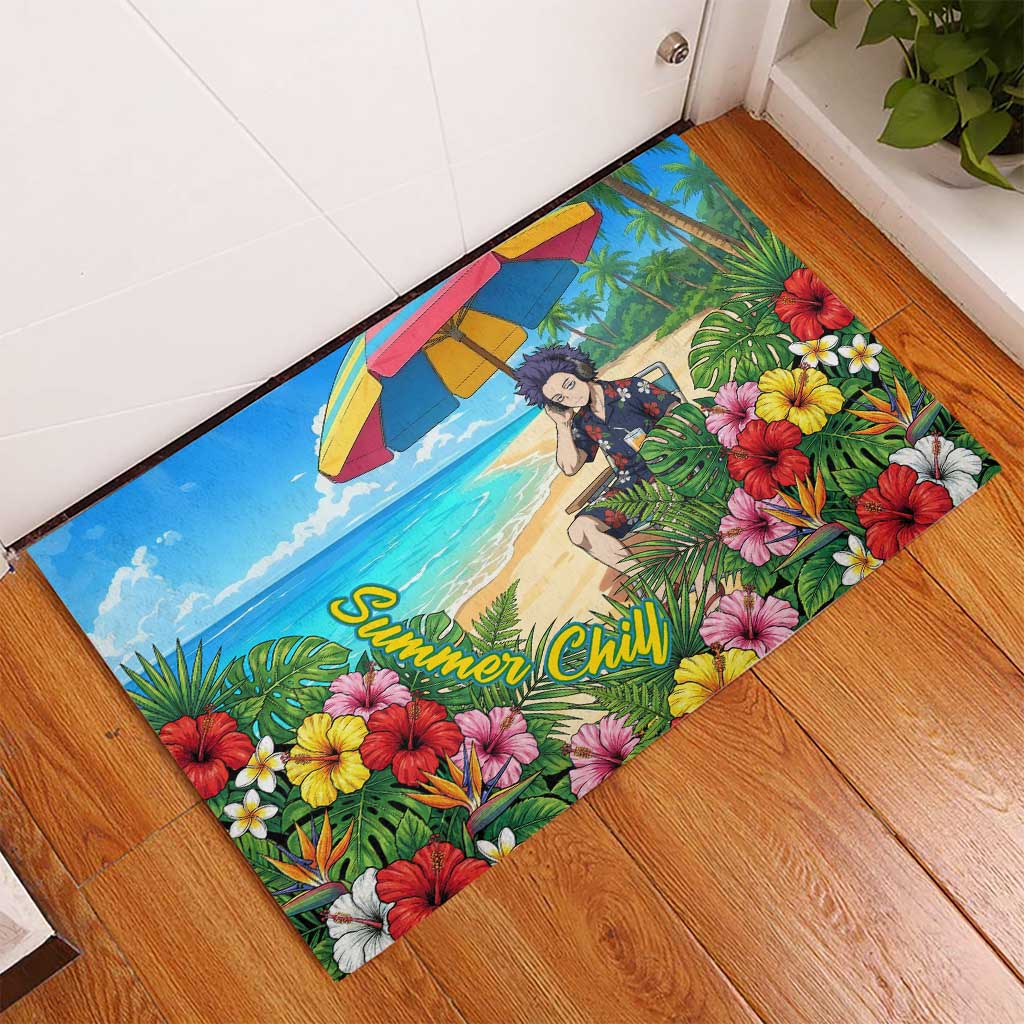 Hitoshi Shinso Summer Chill Rubber Doormat Tropical Anime Lounge Scene