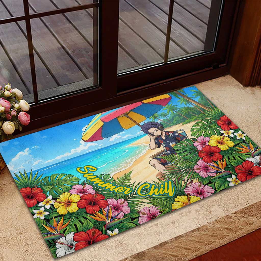 Hitoshi Shinso Summer Chill Rubber Doormat Tropical Anime Lounge Scene