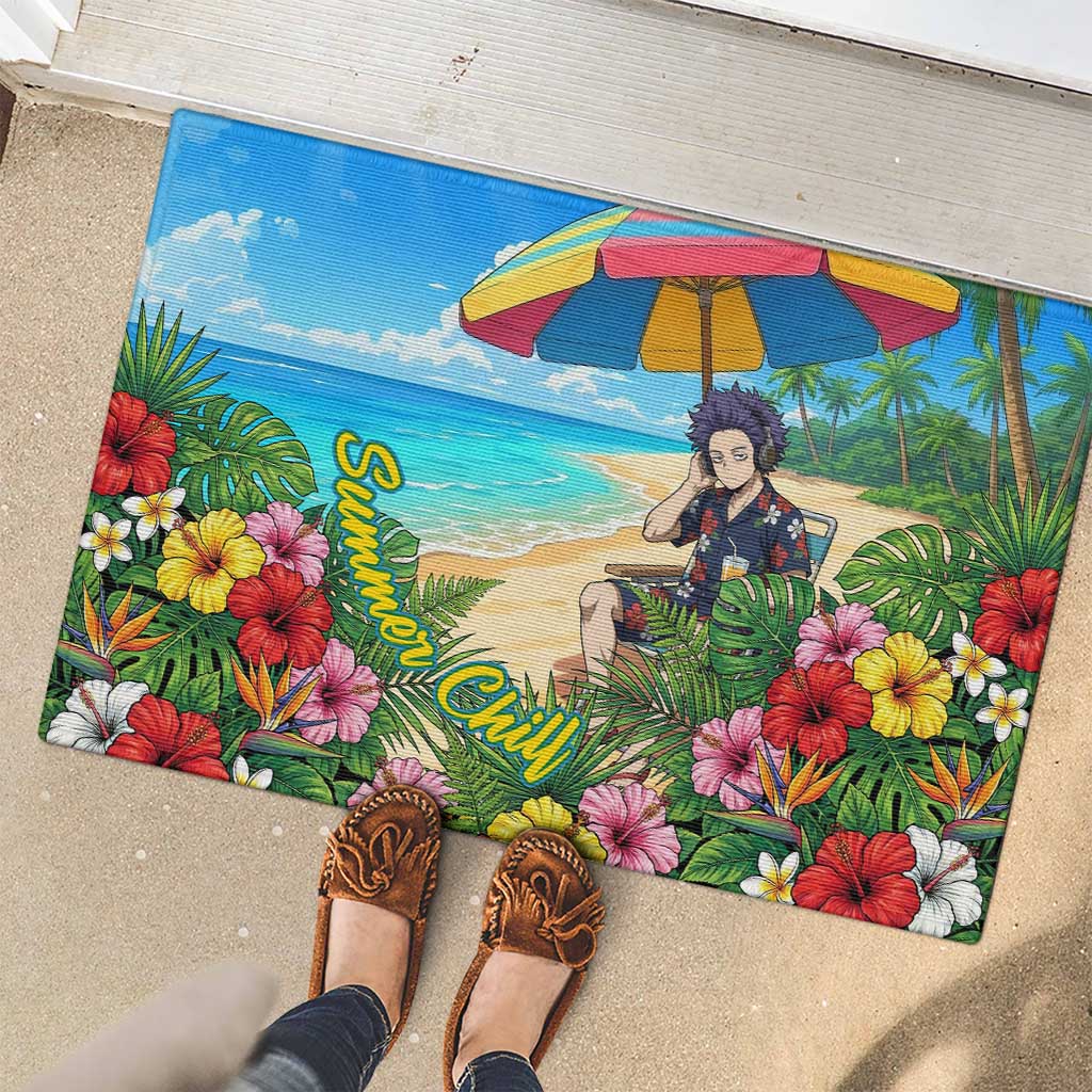 Hitoshi Shinso Summer Chill Rubber Doormat Tropical Anime Lounge Scene