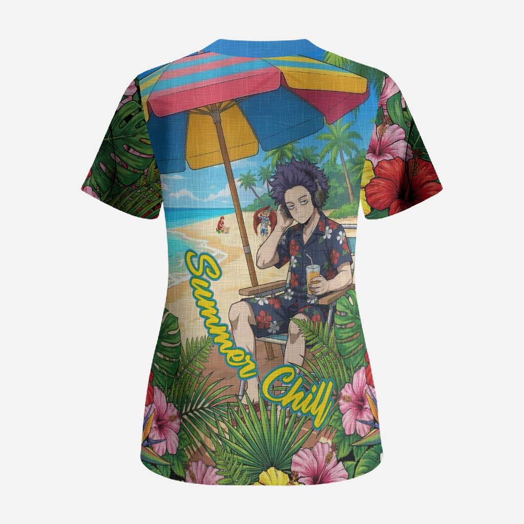 Hitoshi Shinso Summer Chill Scrub Top Tropical Anime Lounge Scene
