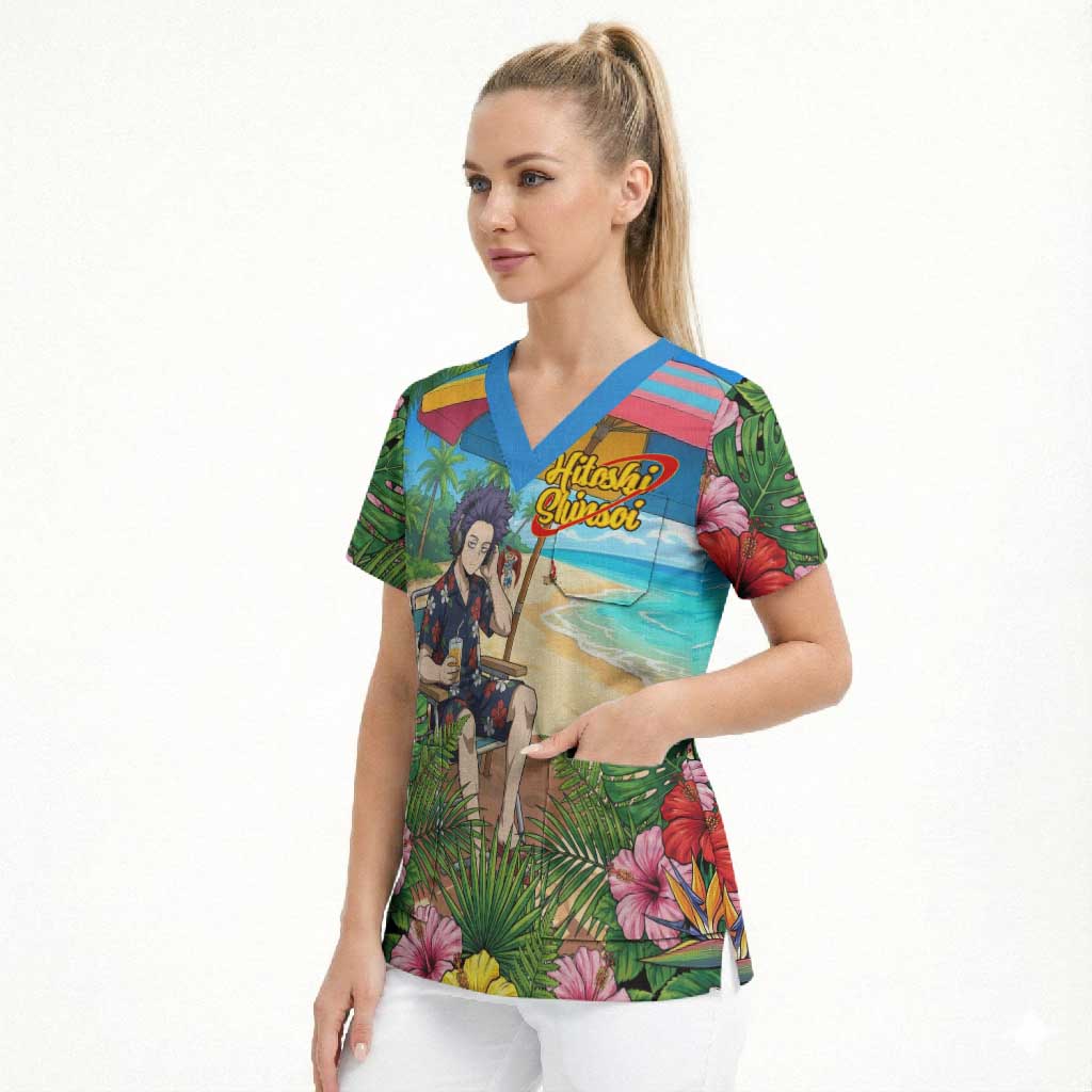 Hitoshi Shinso Summer Chill Scrub Top Tropical Anime Lounge Scene