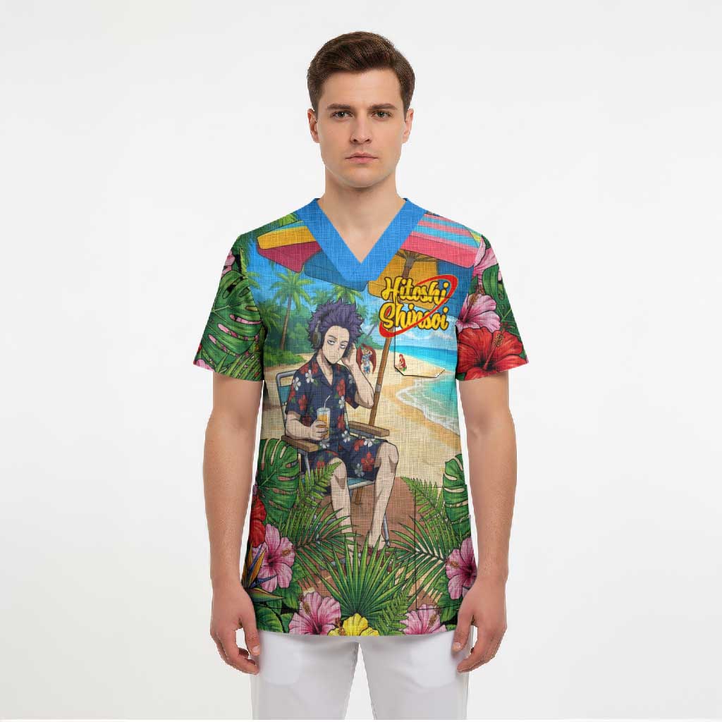 Hitoshi Shinso Summer Chill Scrub Top Tropical Anime Lounge Scene