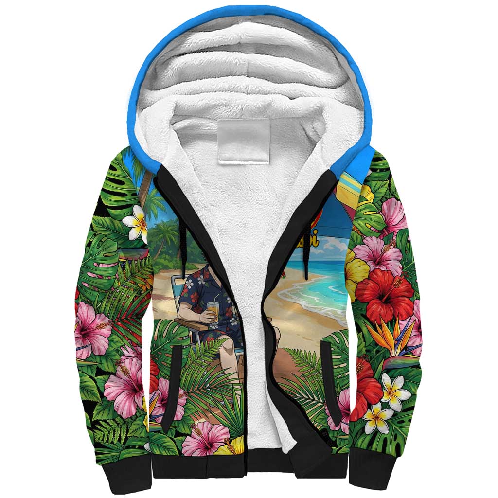 Hitoshi Shinso Summer Chill Sherpa Hoodie Tropical Anime Lounge Scene