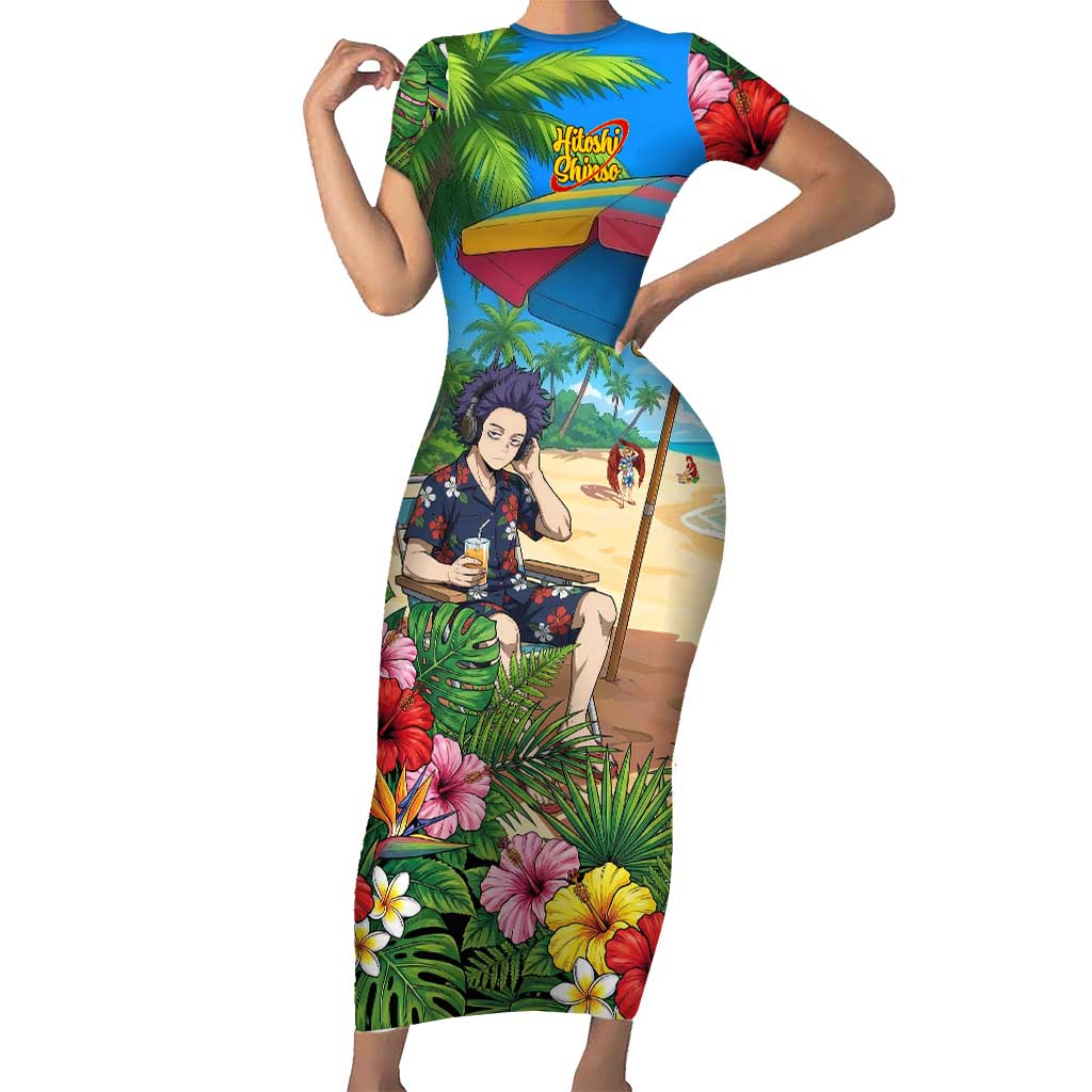 Hitoshi Shinso Summer Chill Short Sleeve Bodycon Dress Tropical Anime Lounge Scene