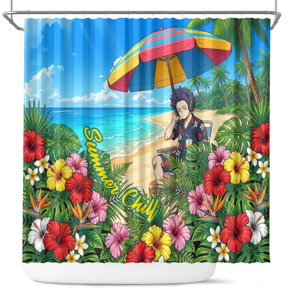 Hitoshi Shinso Summer Chill Shower Curtain Tropical Anime Lounge Scene