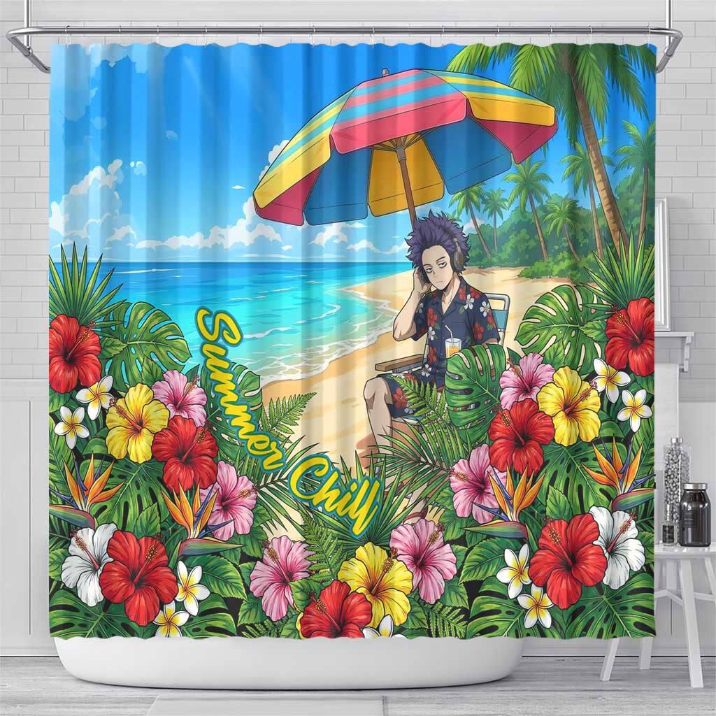 Hitoshi Shinso Summer Chill Shower Curtain Tropical Anime Lounge Scene