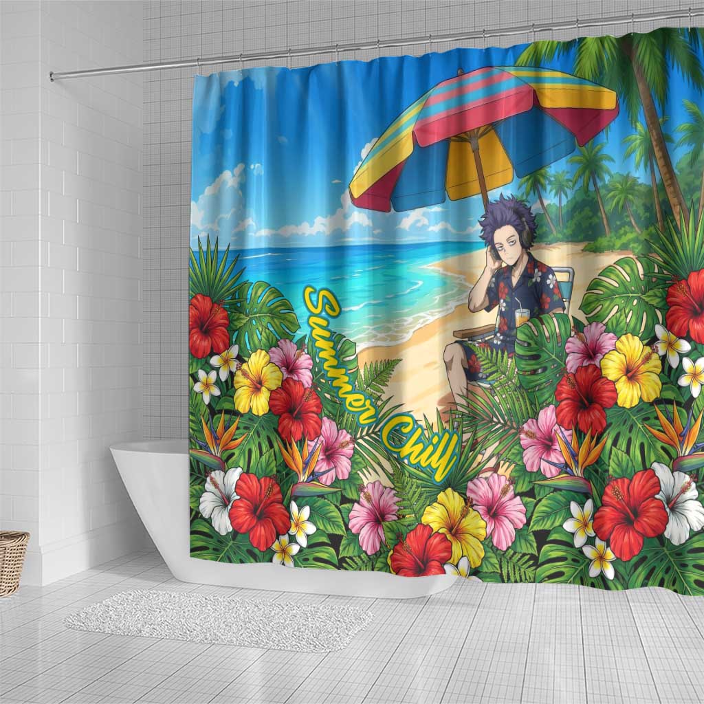 Hitoshi Shinso Summer Chill Shower Curtain Tropical Anime Lounge Scene