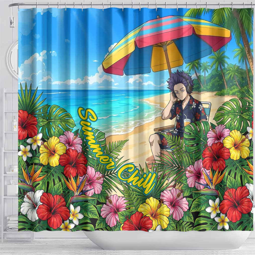 Hitoshi Shinso Summer Chill Shower Curtain Tropical Anime Lounge Scene