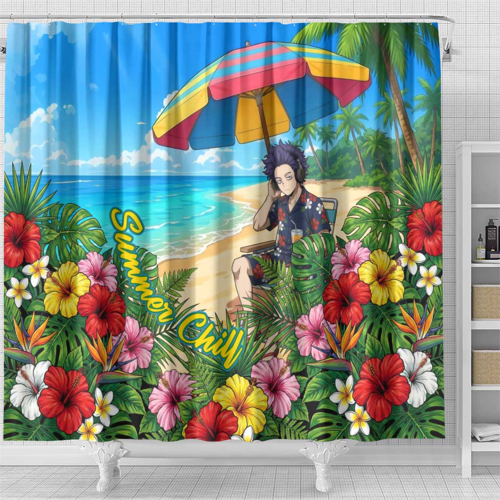 Hitoshi Shinso Summer Chill Shower Curtain Tropical Anime Lounge Scene