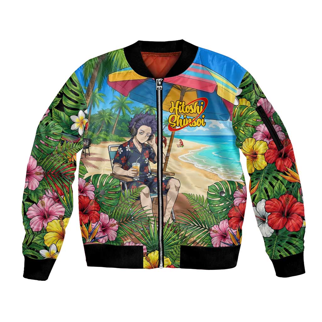Hitoshi Shinso Summer Chill Sleeve Zip Bomber Jacket Tropical Anime Lounge Scene