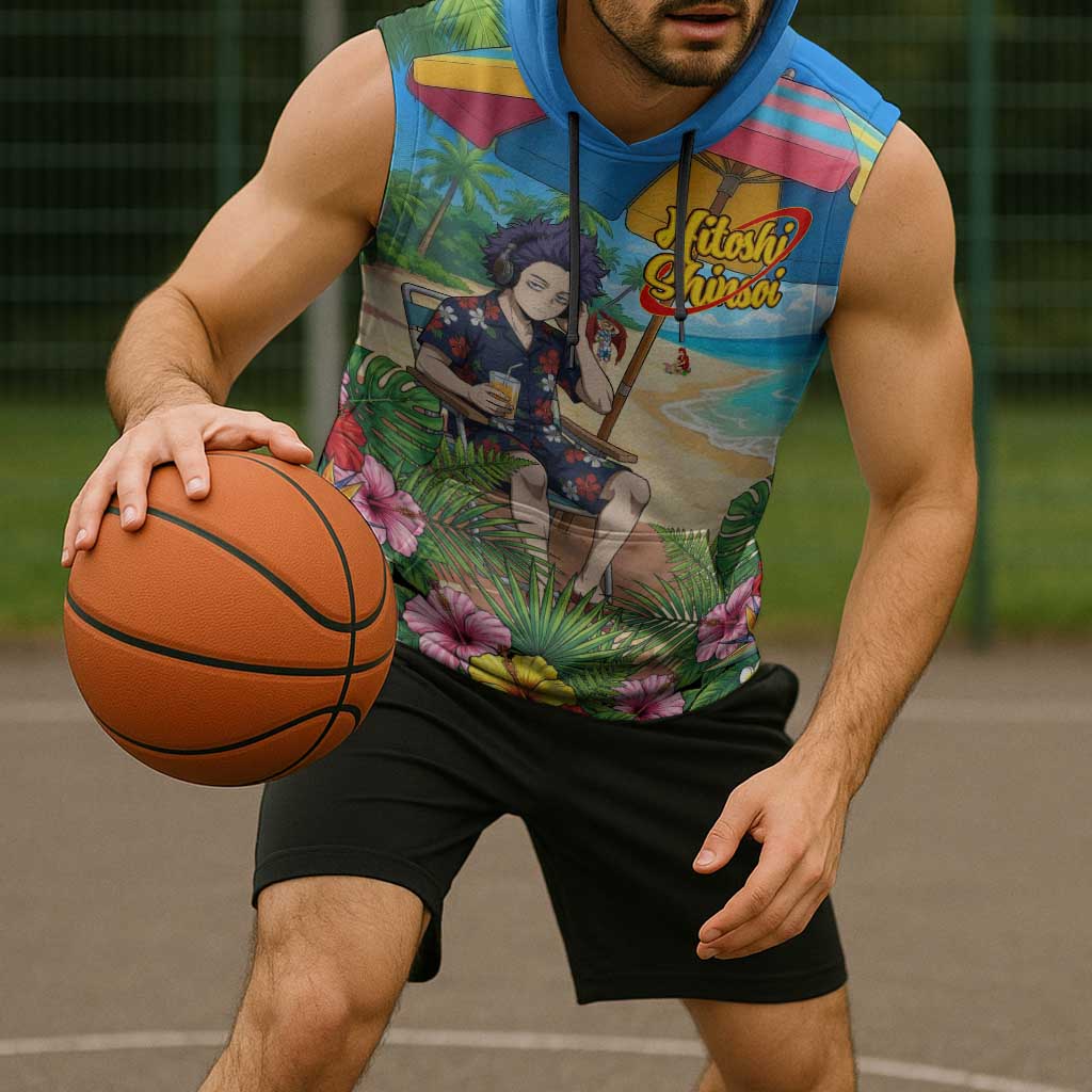 Hitoshi Shinso Summer Chill Sleeveless Hoodie Tropical Anime Lounge Scene