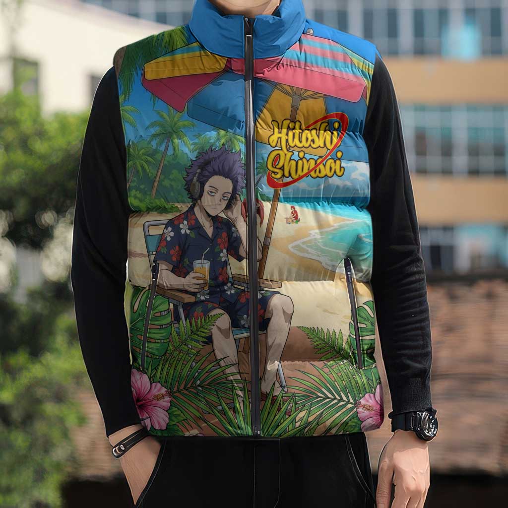 Hitoshi Shinso Summer Chill Sleeveless Puffer Jacket Tropical Anime Lounge Scene