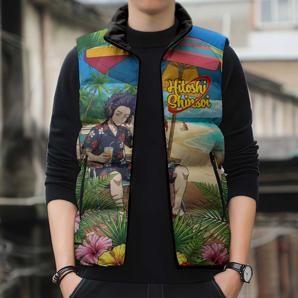 Hitoshi Shinso Summer Chill Sleeveless Puffer Jacket Tropical Anime Lounge Scene