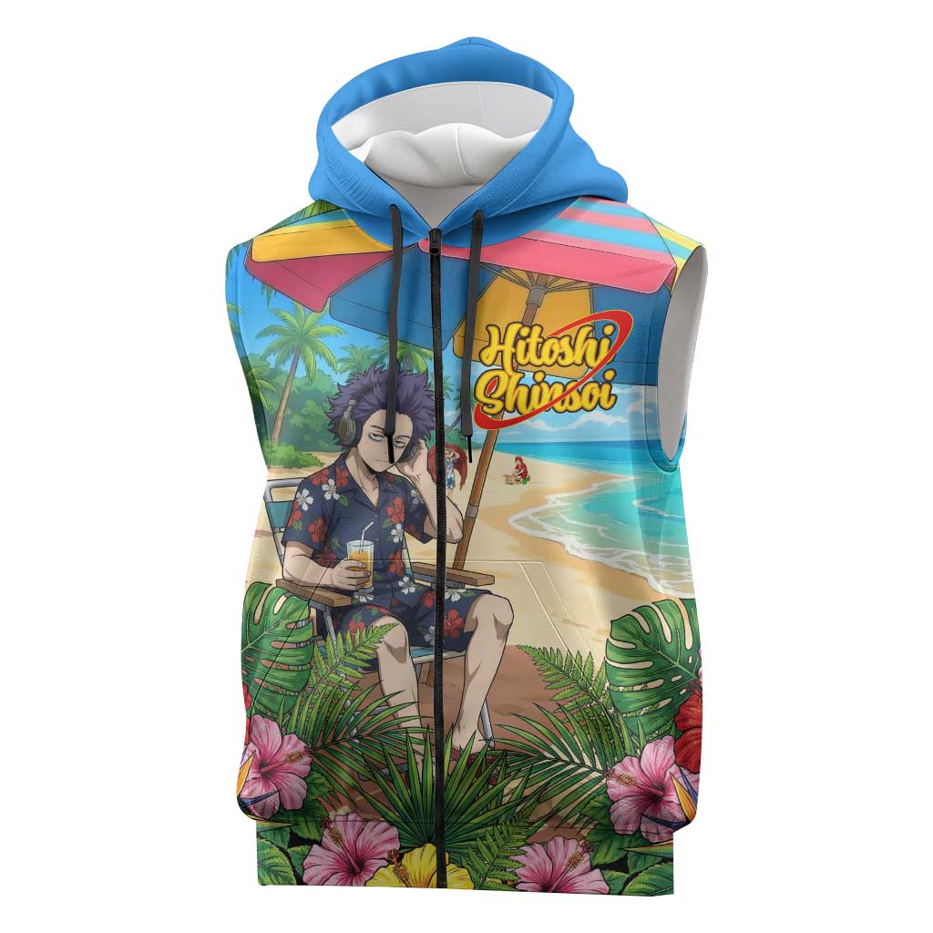 Hitoshi Shinso Summer Chill Sleeveless Zip Hoodie Tropical Anime Lounge Scene