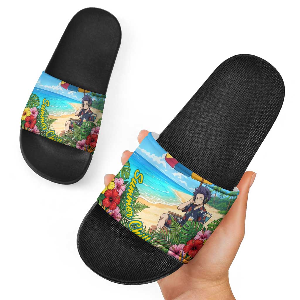 Hitoshi Shinso Summer Chill Slide Sandals Tropical Anime Lounge Scene
