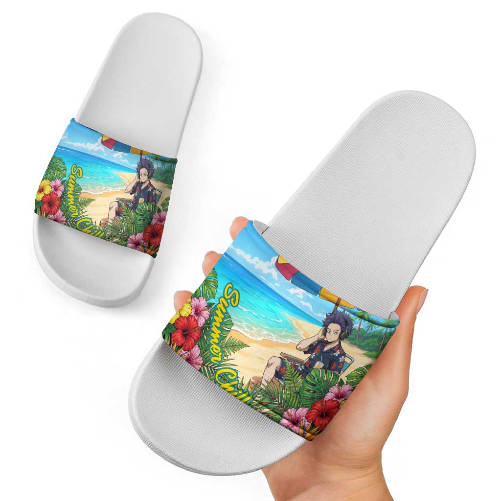 Hitoshi Shinso Summer Chill Slide Sandals Tropical Anime Lounge Scene