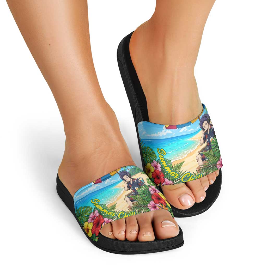 Hitoshi Shinso Summer Chill Slide Sandals Tropical Anime Lounge Scene