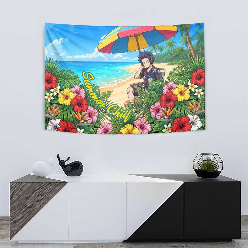 Hitoshi Shinso Summer Chill Tapestry Tropical Anime Lounge Scene