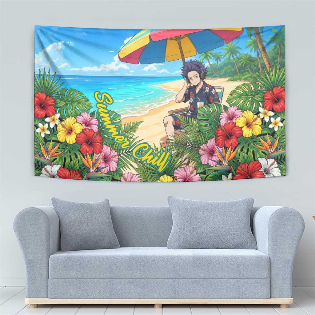 Hitoshi Shinso Summer Chill Tapestry Tropical Anime Lounge Scene