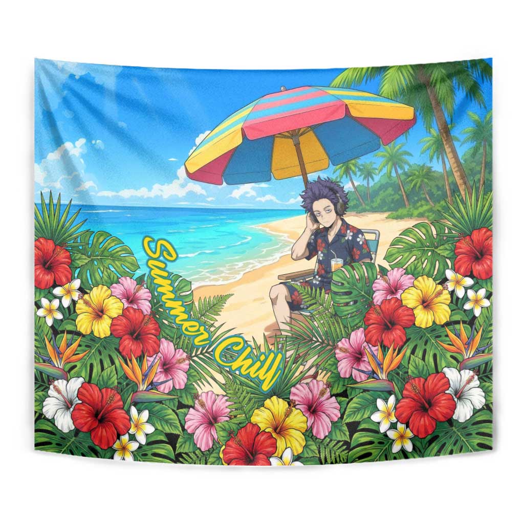 Hitoshi Shinso Summer Chill Tapestry Tropical Anime Lounge Scene
