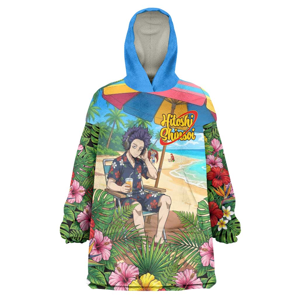 Hitoshi Shinso Summer Chill Wearable Blanket Hoodie Tropical Anime Lounge Scene