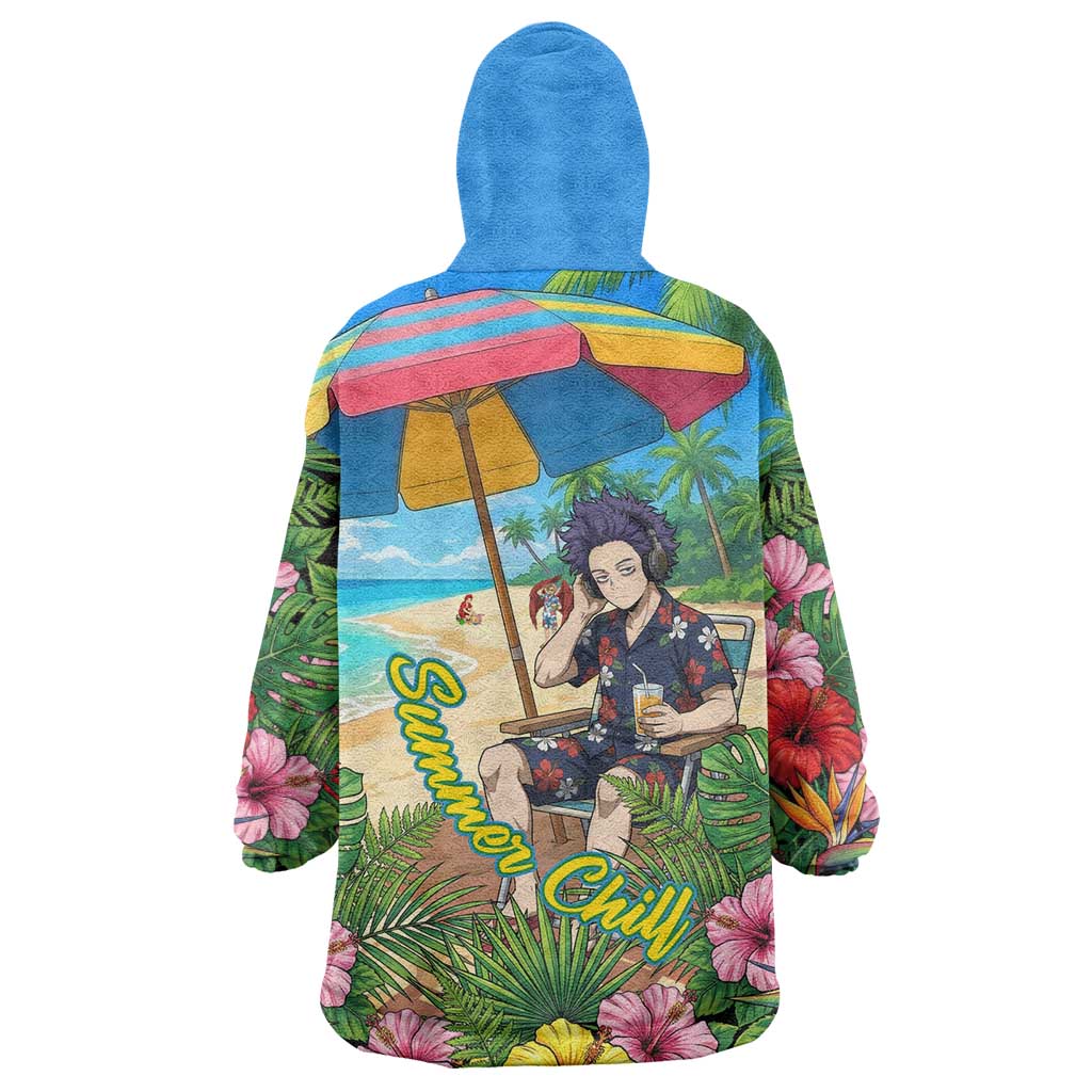 Hitoshi Shinso Summer Chill Wearable Blanket Hoodie Tropical Anime Lounge Scene
