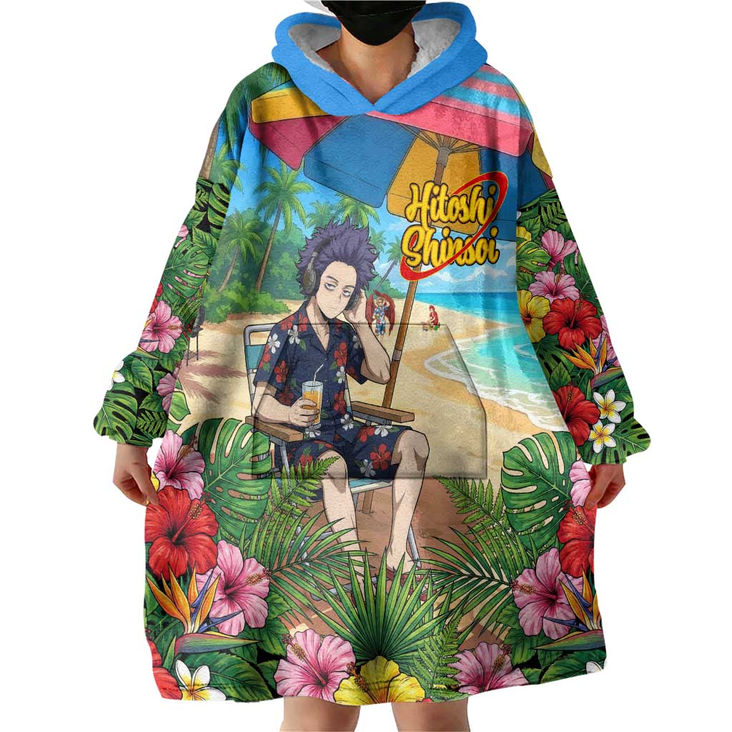 Hitoshi Shinso Summer Chill Wearable Blanket Hoodie Tropical Anime Lounge Scene