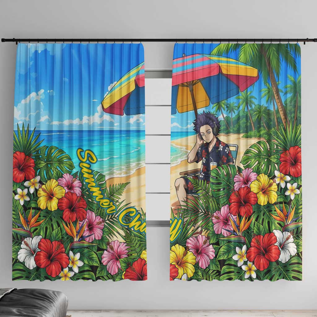 Hitoshi Shinso Summer Chill Window Curtain Tropical Anime Lounge Scene
