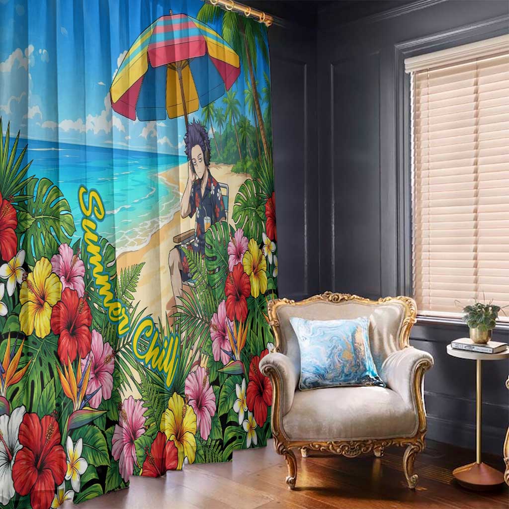 Hitoshi Shinso Summer Chill Window Curtain Tropical Anime Lounge Scene
