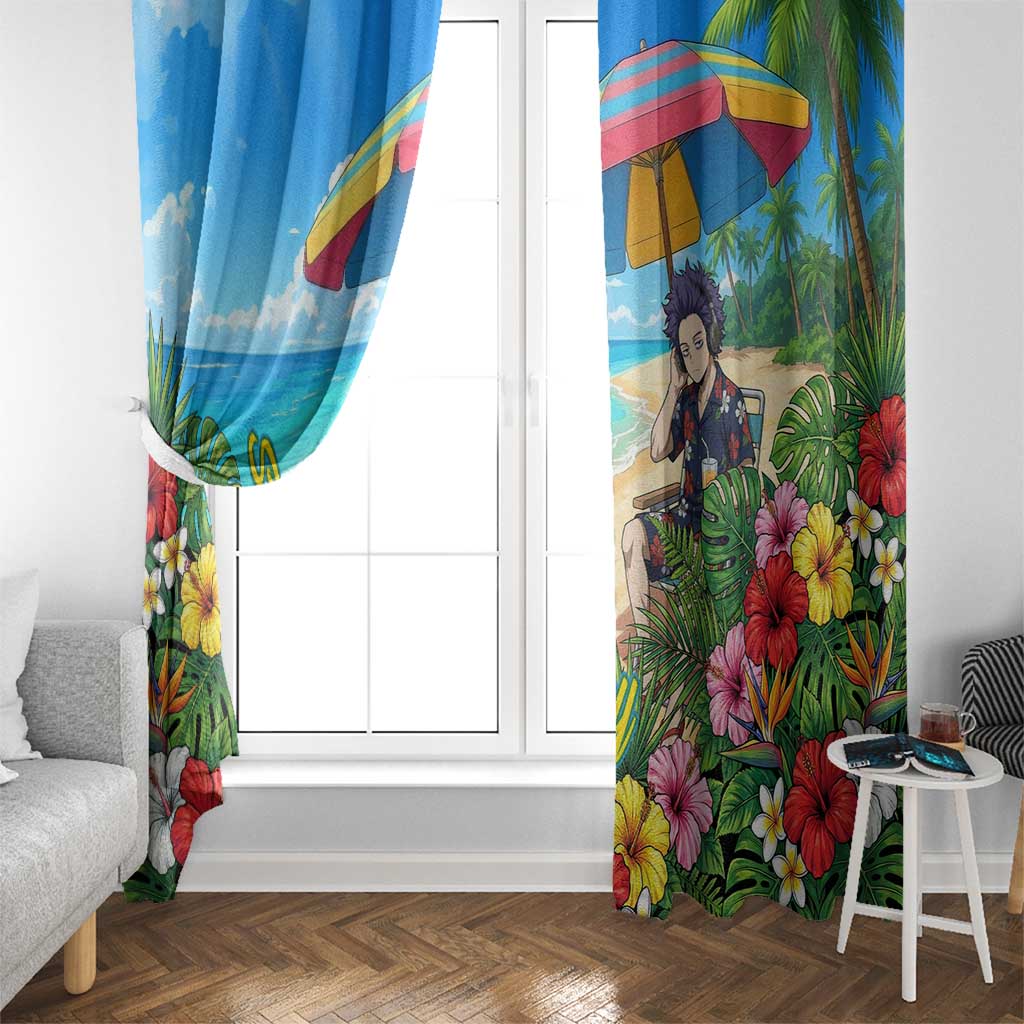 Hitoshi Shinso Summer Chill Window Curtain Tropical Anime Lounge Scene