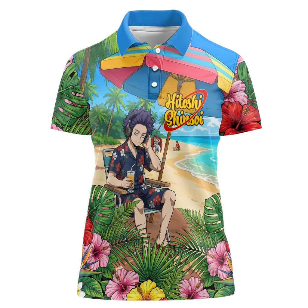 Hitoshi Shinso Summer Chill Women Polo Shirt Tropical Anime Lounge Scene