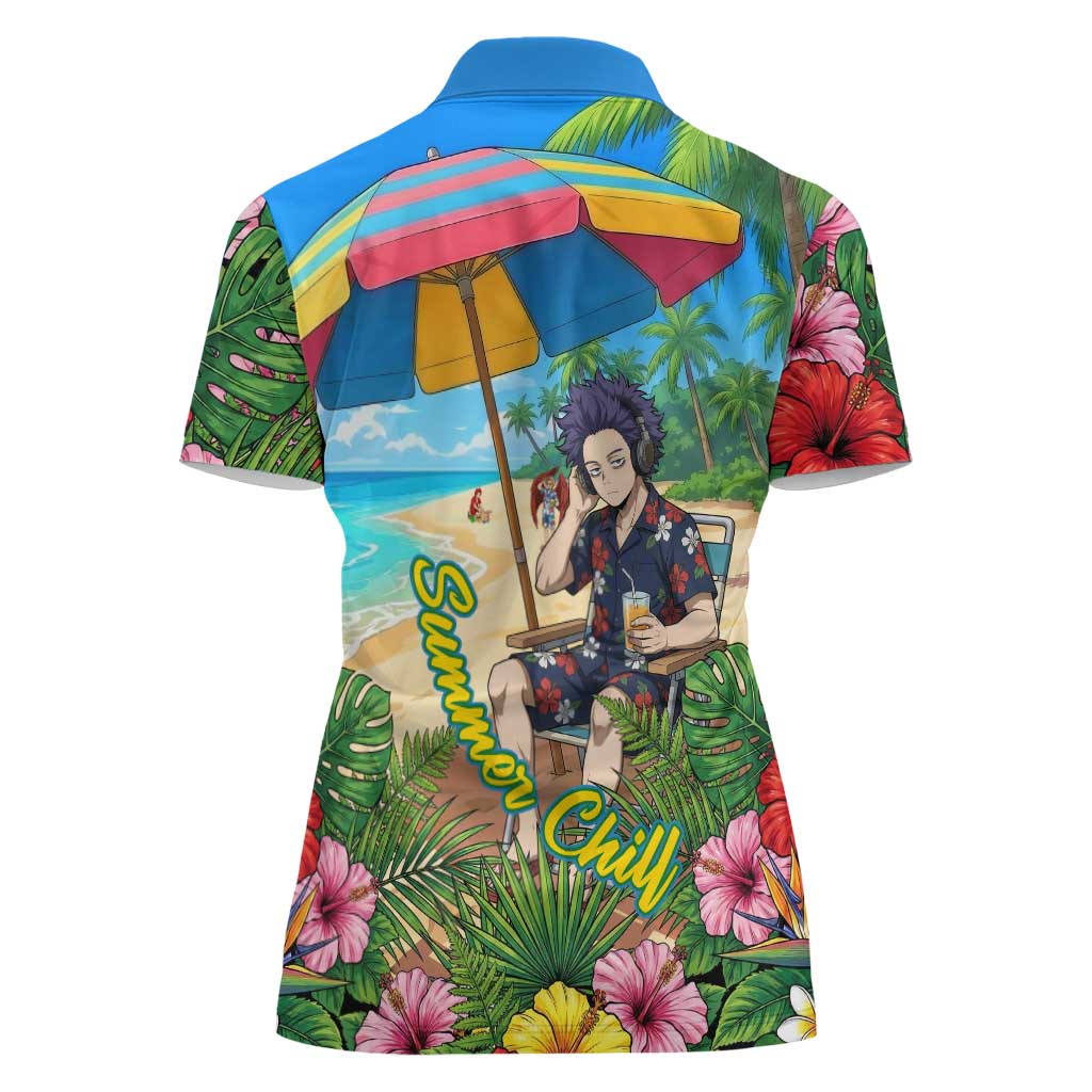 Hitoshi Shinso Summer Chill Women Polo Shirt Tropical Anime Lounge Scene