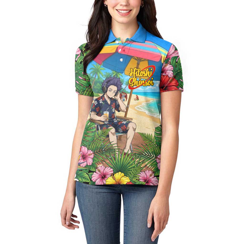 Hitoshi Shinso Summer Chill Women Polo Shirt Tropical Anime Lounge Scene