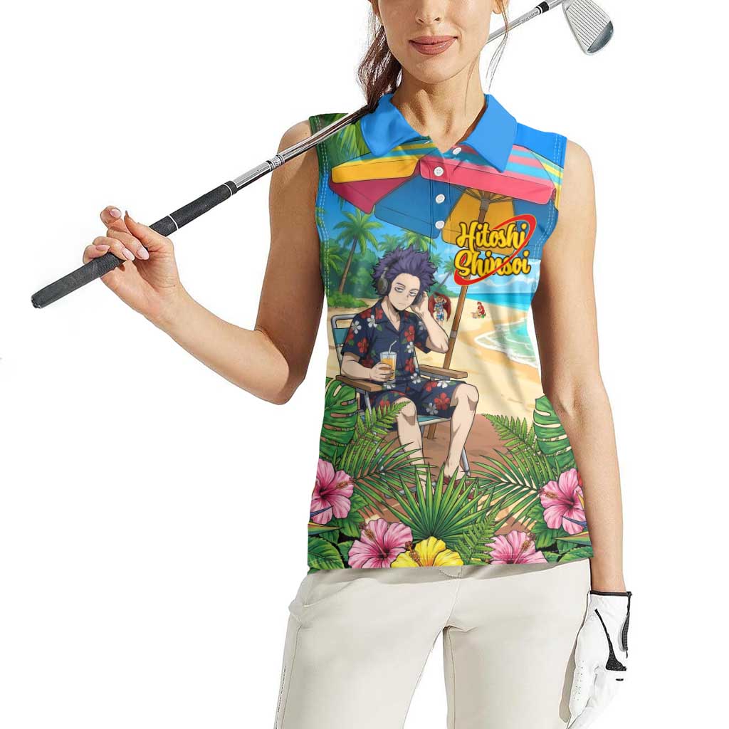 Hitoshi Shinso Summer Chill Women Sleeveless Polo Shirt Tropical Anime Lounge Scene