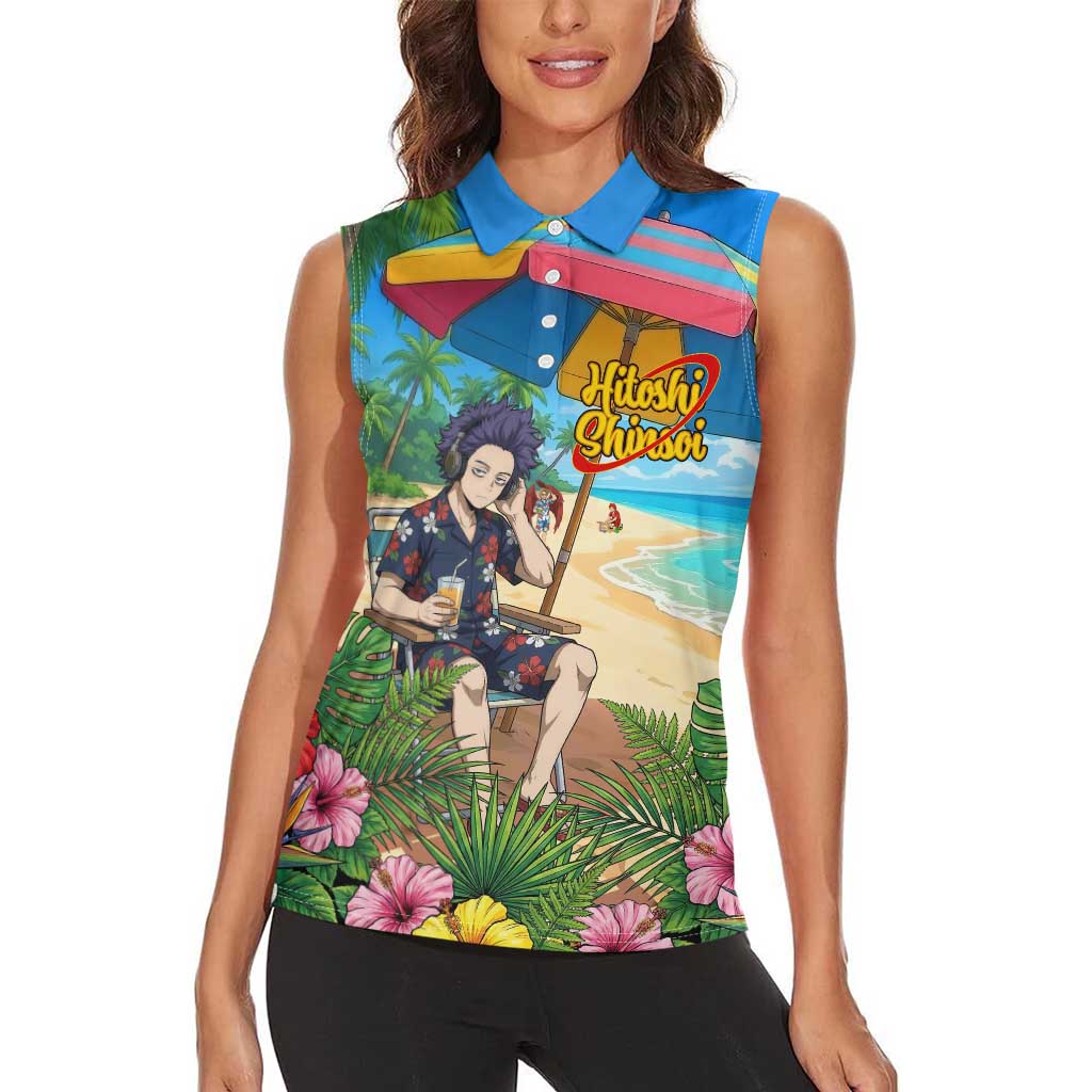 Hitoshi Shinso Summer Chill Women Sleeveless Polo Shirt Tropical Anime Lounge Scene