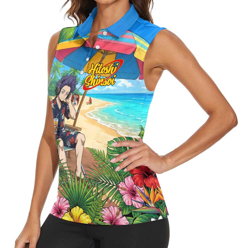 Hitoshi Shinso Summer Chill Women Sleeveless Polo Shirt Tropical Anime Lounge Scene