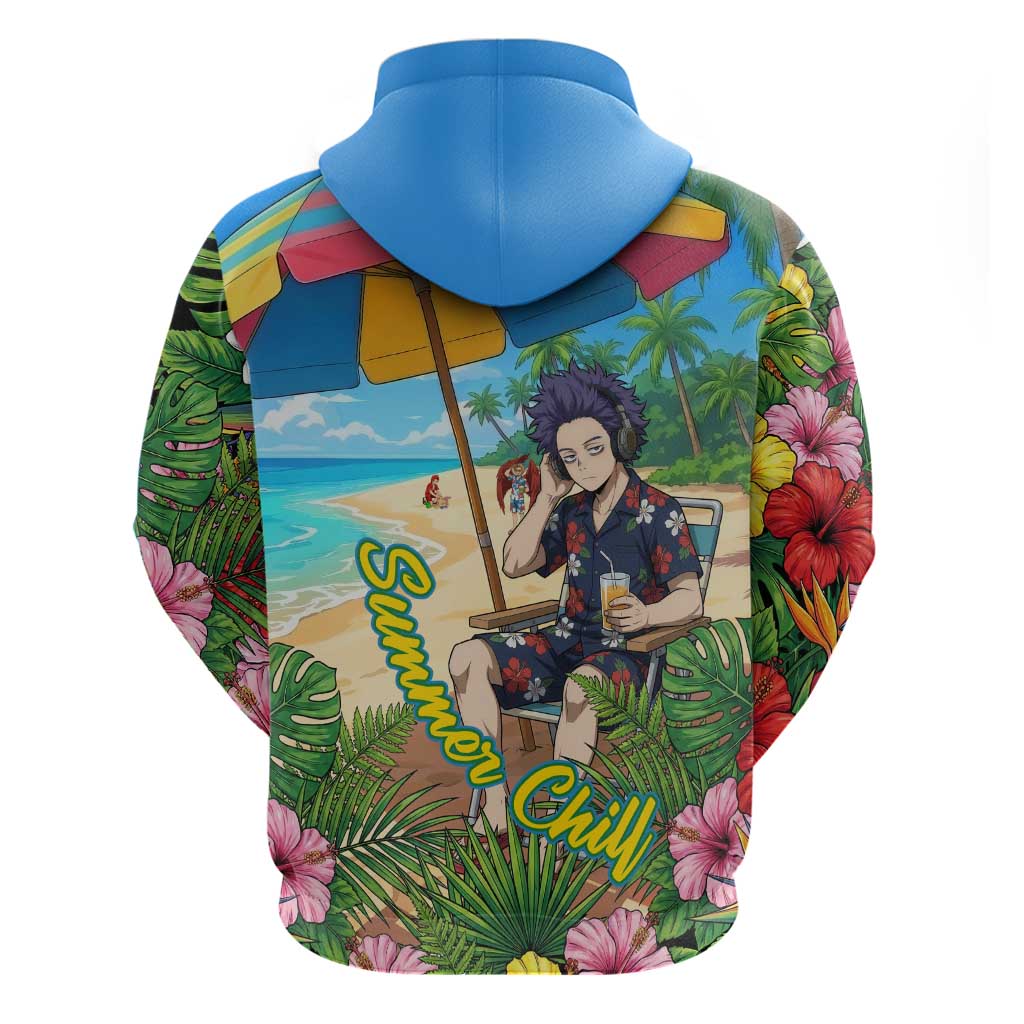 Hitoshi Shinso Summer Chill Zip Hoodie Tropical Anime Lounge Scene