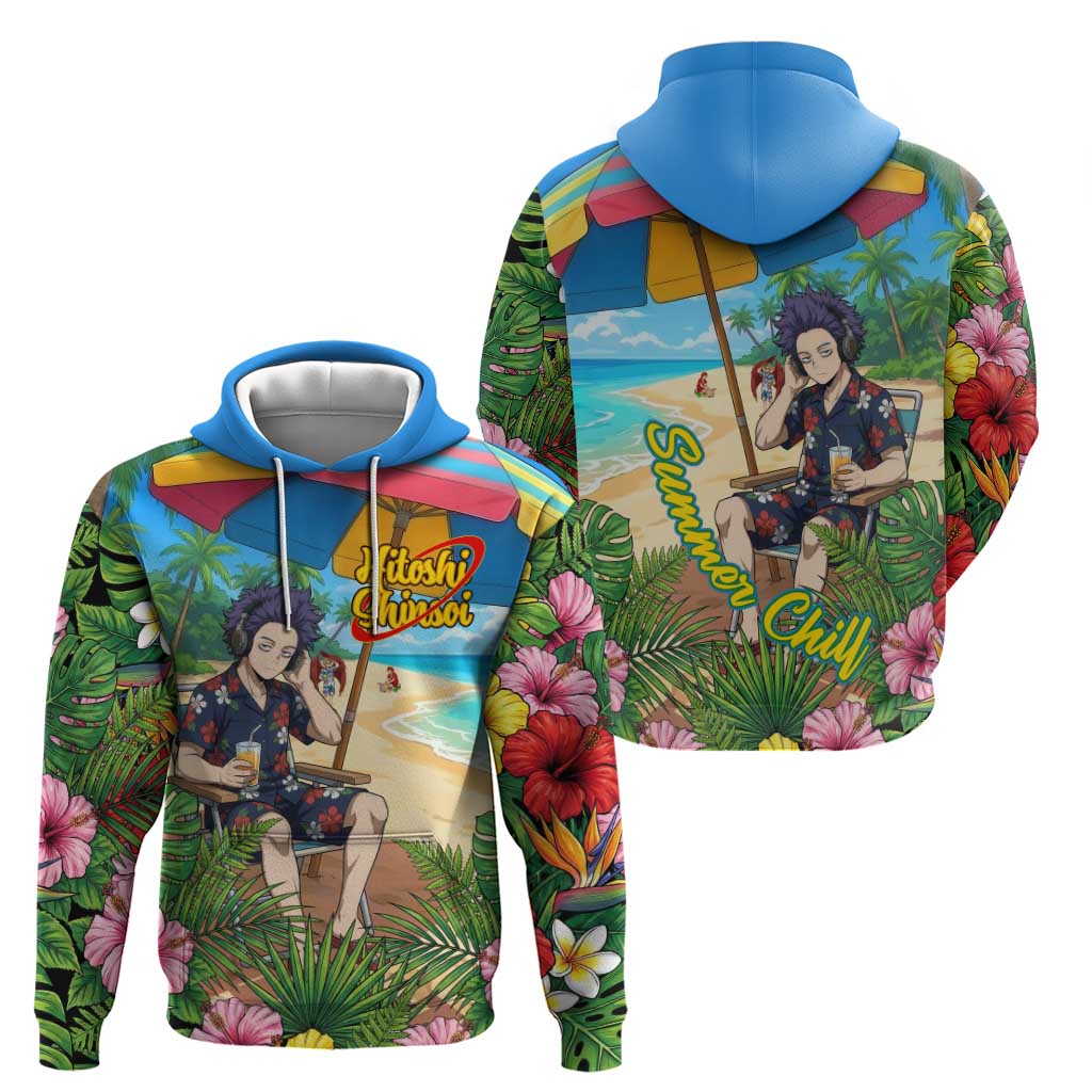 Hitoshi Shinso Summer Chill Zip Hoodie Tropical Anime Lounge Scene