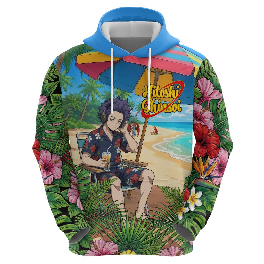 Hitoshi Shinso Summer Chill Zip Hoodie Tropical Anime Lounge Scene