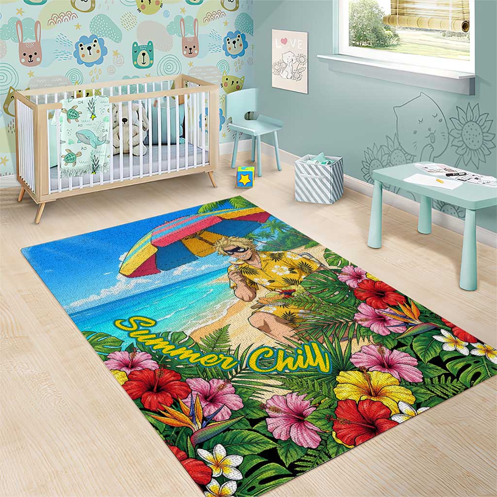 Taishiro Toyomitsu Summer Chill Area Rug Tropical Anime Picnic Scene