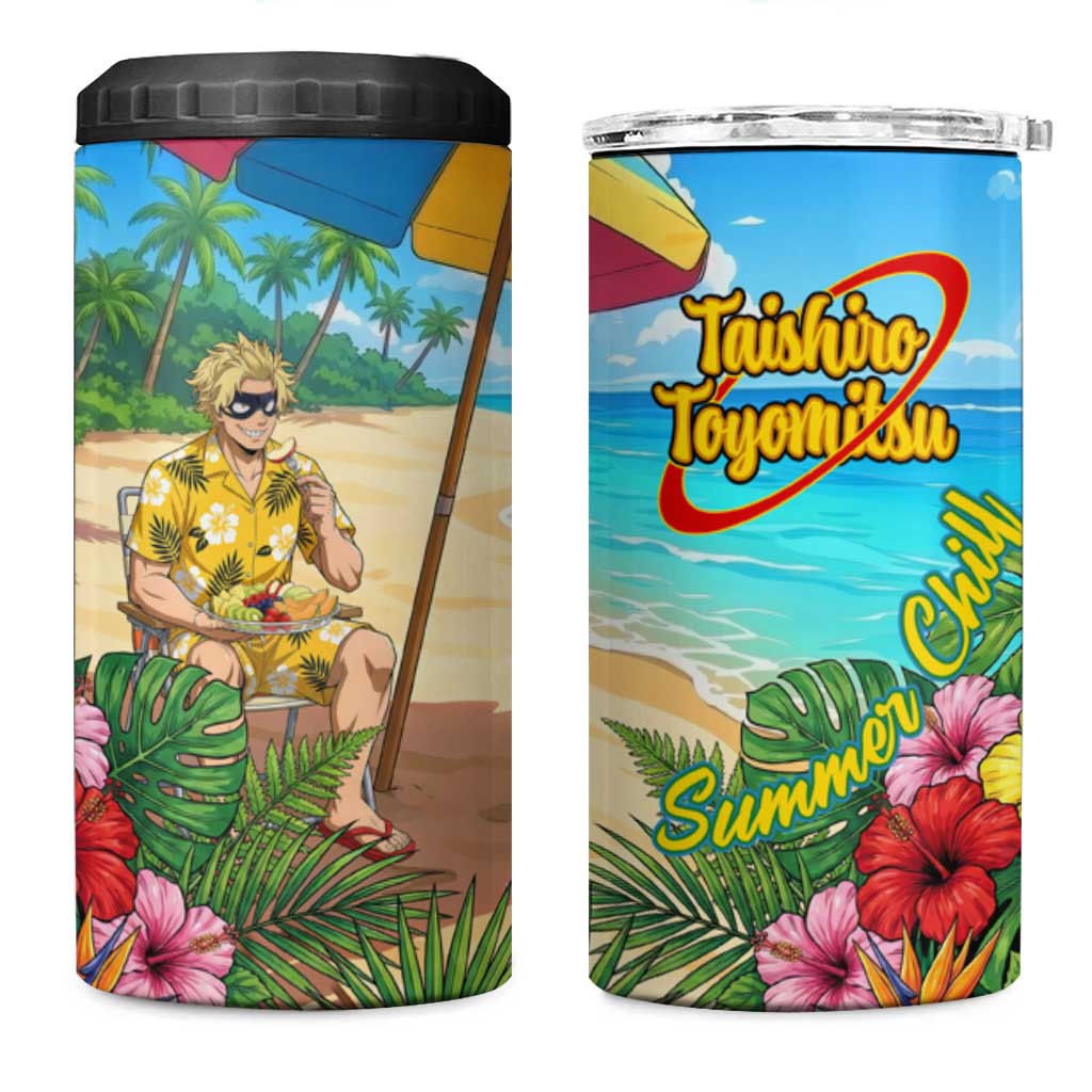 Taishiro Toyomitsu Summer Chill 4 in 1 Can Cooler Tumbler Tropical Anime Picnic Scene