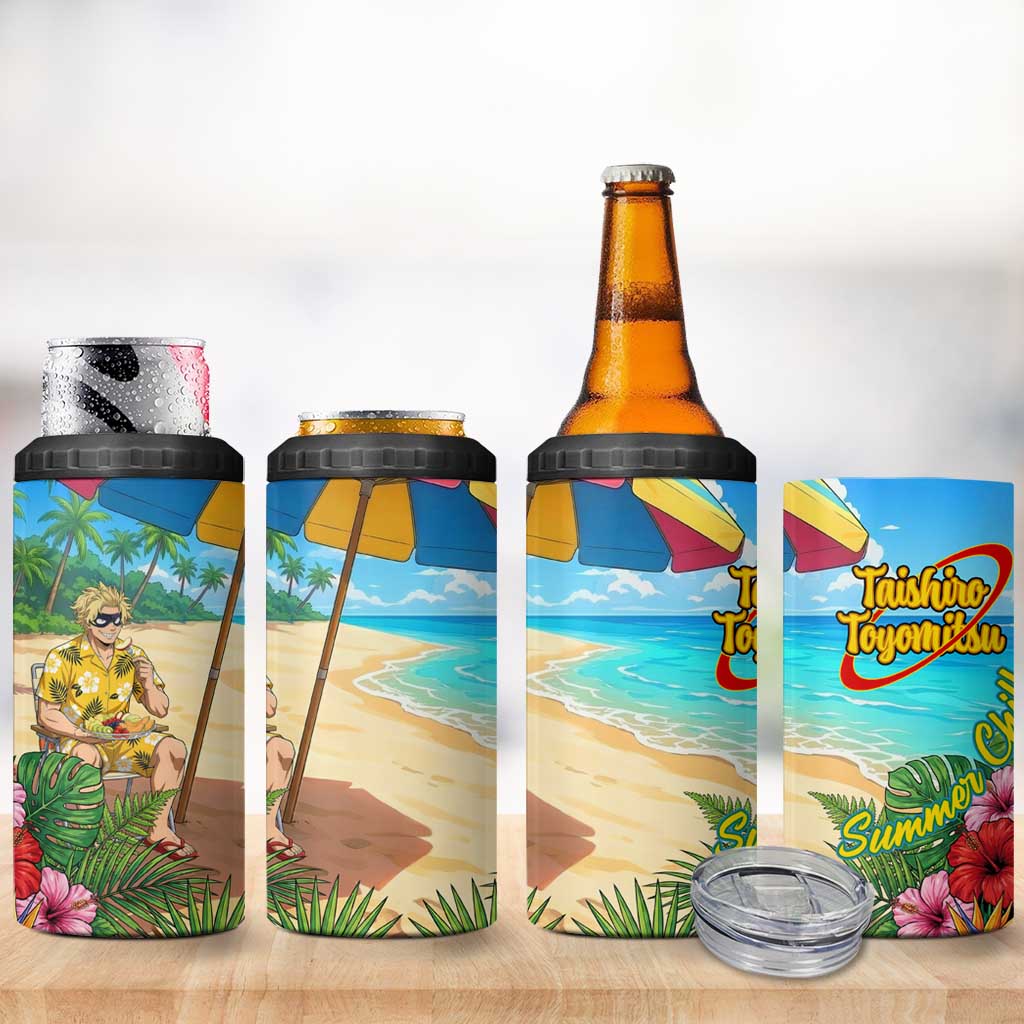 Taishiro Toyomitsu Summer Chill 4 in 1 Can Cooler Tumbler Tropical Anime Picnic Scene