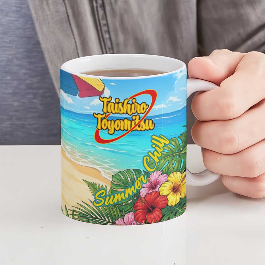 Taishiro Toyomitsu Summer Chill Ceramic Mug Tropical Anime Picnic Scene