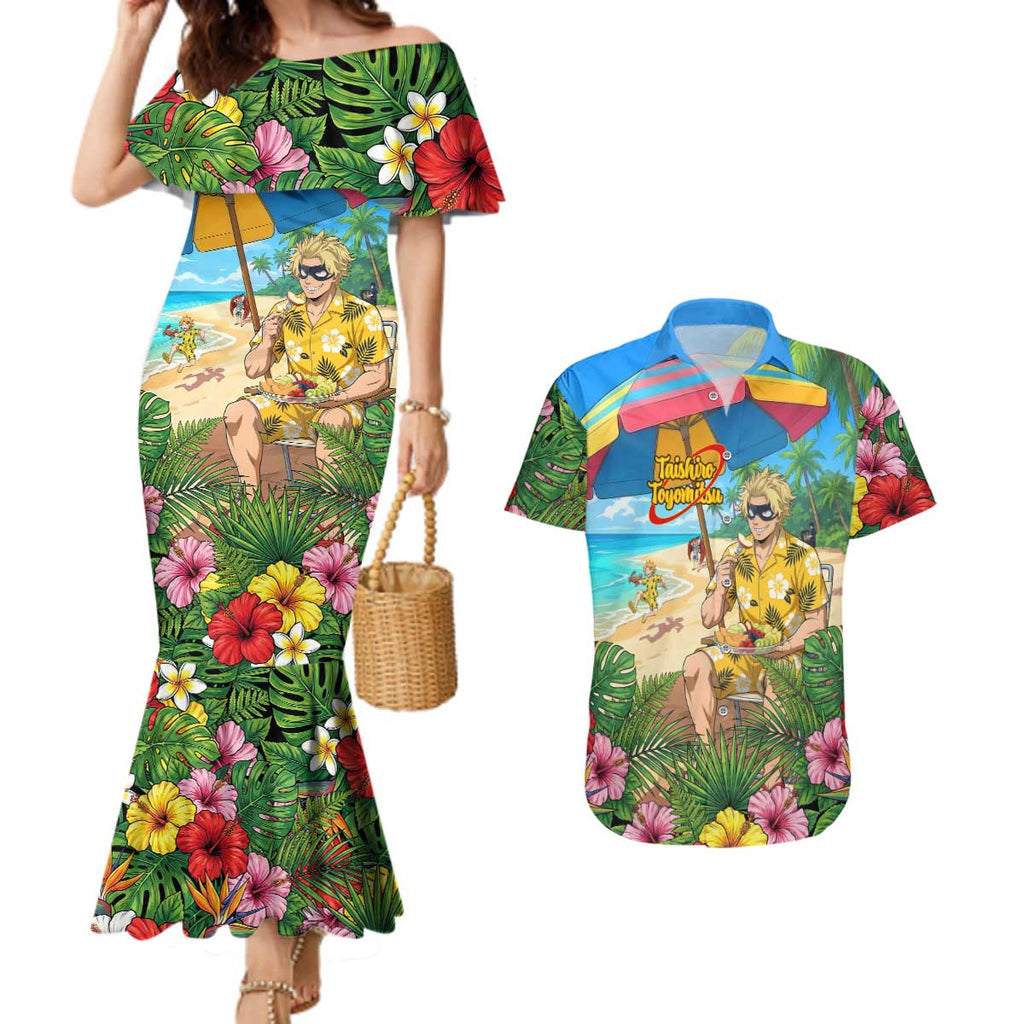 Taishiro Toyomitsu Summer Chill Couples Matching Mermaid Dress and Hawaiian Shirt Tropical Anime Picnic Scene